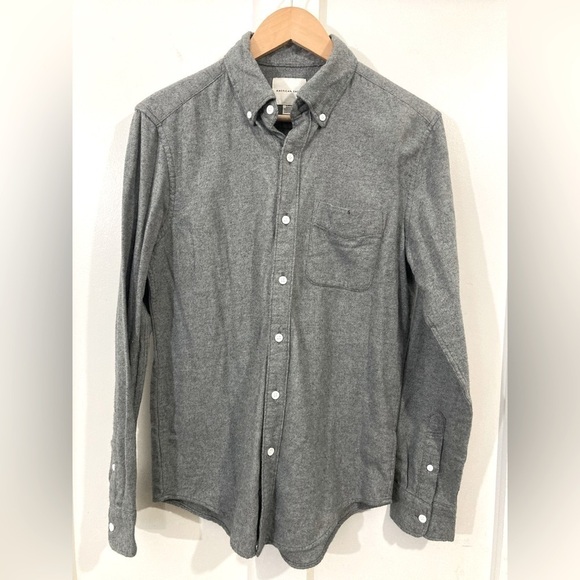 Nwt American Eagle Small button down shirt long sleeve 100% cotton gray - Picture 1 of 11